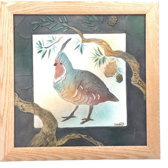 Vintage 🐦 Framed Quail Bird 3D Picture - Picture 1 of 8